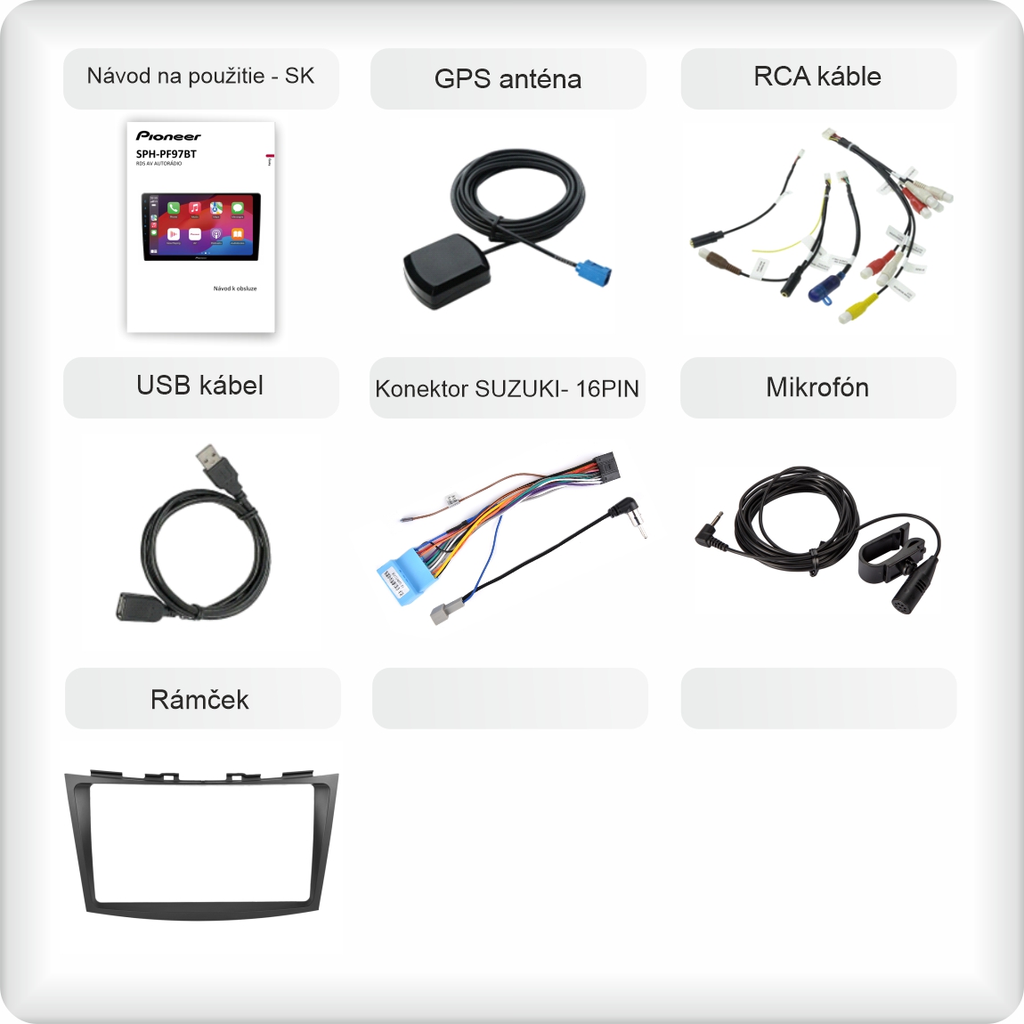 SK příslušenství pro autorádio Pioneer SPH - PF97BT pro Suzuki Swift 2 carplay a android auto evtech_cz